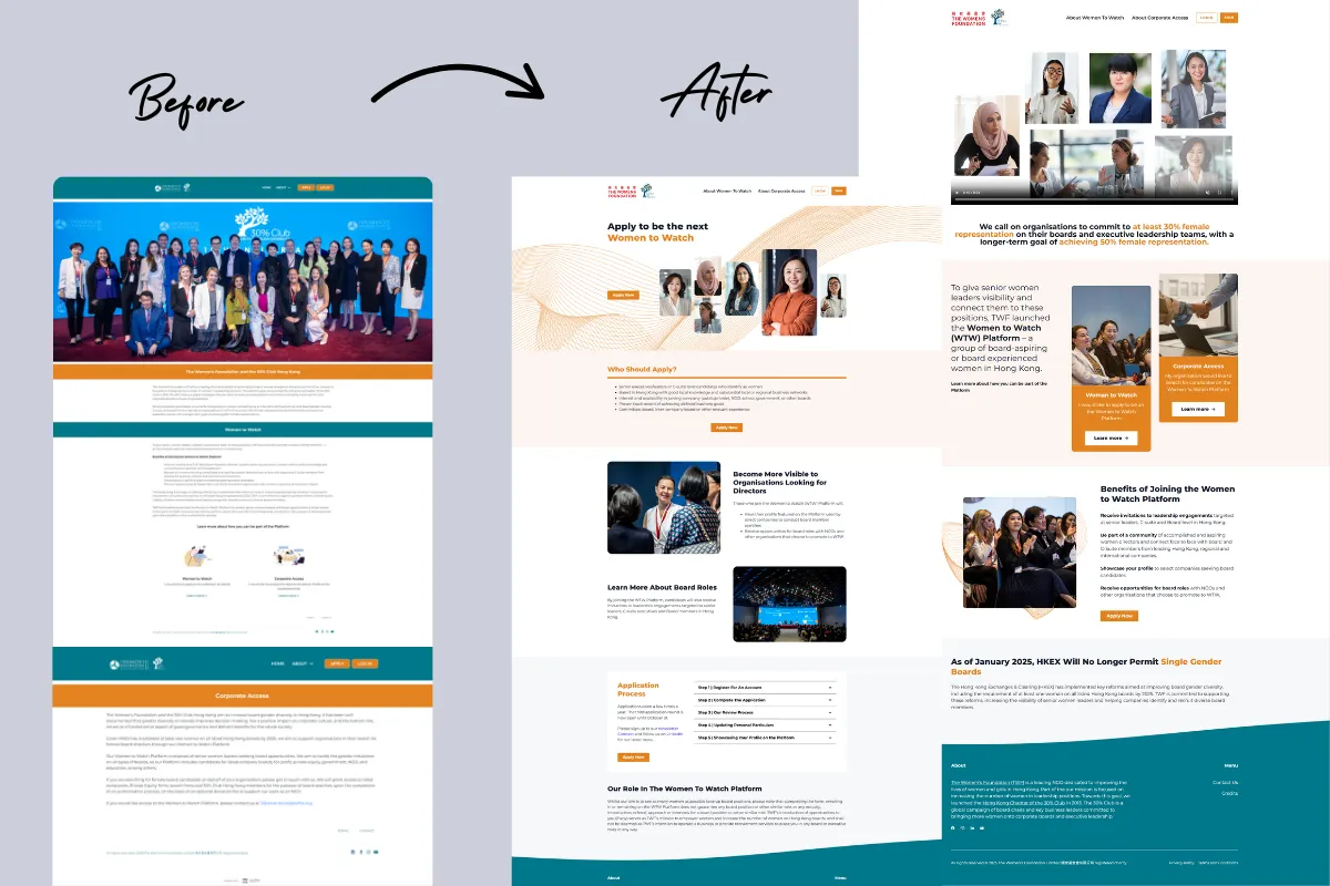 Women to watch redesign before and after